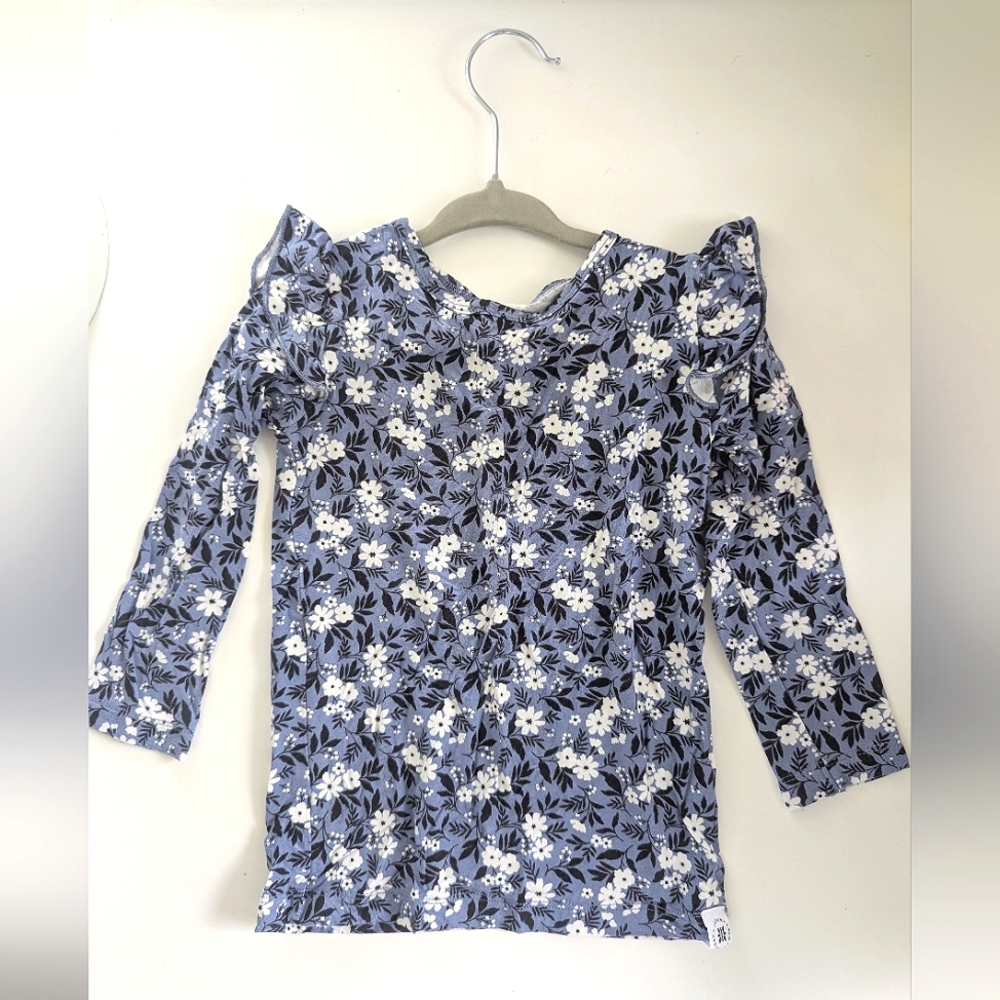 Sweet Bamboo Floral Long Sleeve Girls ruffle Top